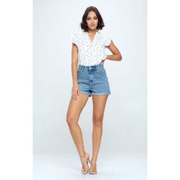 Medium Wash High Rise Denim Shorts {Blue Age} - Picture 4 of 5